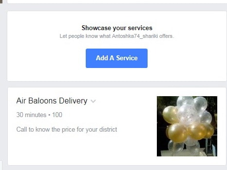 Add services to Facebook business page